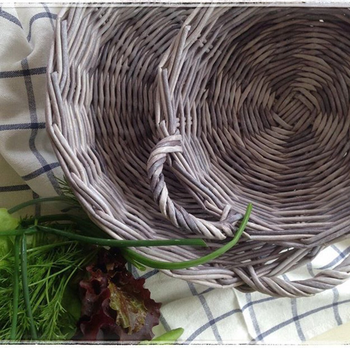 Grey wicker baskets with handles for your kitchen Set of 2 Etsy