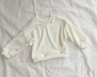 handmade pullover jumper/ creme jumper/ knitted fabric jumper/ gender neutral jumper/kids jumper