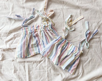 Cotton Summer Pastel Striped Top/Toddler