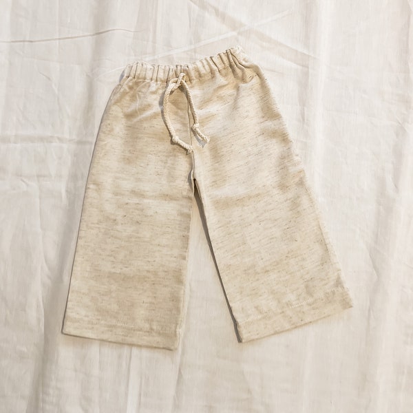 Wide Leg Natural Cotton Linen Pants/ Baby Pants/ boys pants/ beige toddler pants