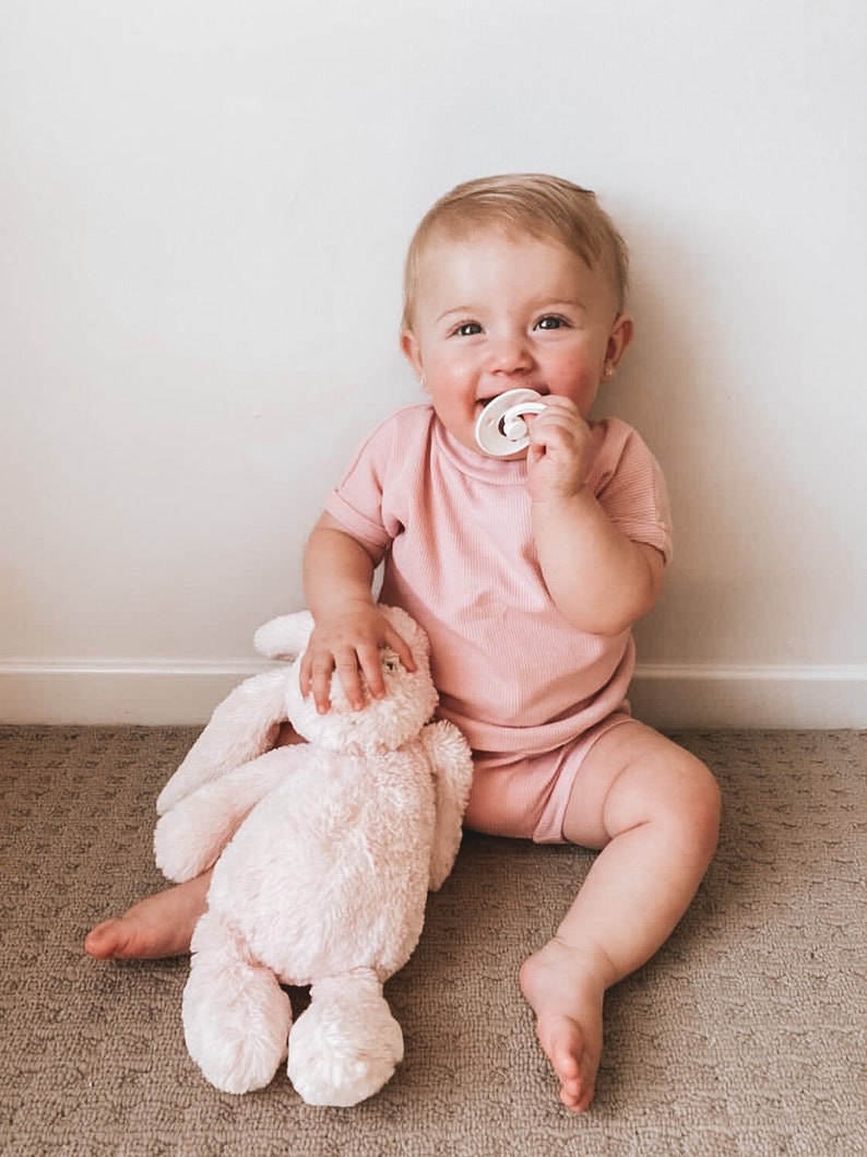 Pink Ribbed Cotton Baby girl/ Toddler Shorts & Tee Set image 1