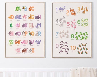 Animal Alphabet & Numbers Poster • Playroom Nursery Art