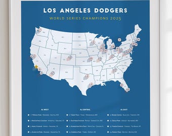 LA Dodgers World Series 2025 print - Baseball Stadiums Checklist Map