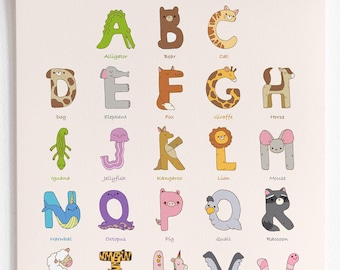 Animal Alphabet Nursery Poster • Playful ABC Wall Art