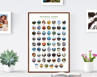 National Park Map Checklist Etsy