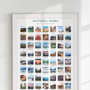 National Park Checklist • National Park photos, National Park poster • retirement gift, graduation gift, nature lover gift, National Parks