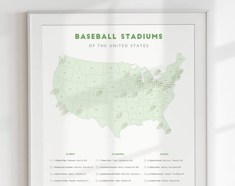 Minimalist Baseball Stadium Map • MLB stadium tracker, baseball stadium bucket list, minimalist baseball decor, ballpark map • baseball gift