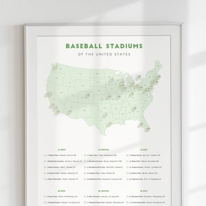 Minimalist Baseball Stadium Map • MLB stadium tracker, baseball stadium bucket list, minimalist baseball decor, ballpark map • baseball gift