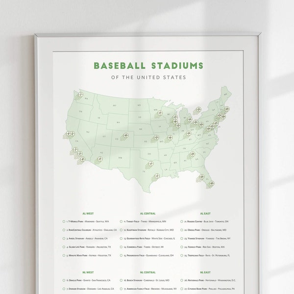 Baseball Park Map - Etsy