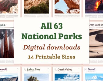 US National Park Poster Collection, Travel Checklist (Digital Download)