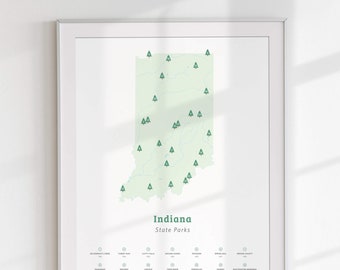 Indiana State Parks Checklist Map Poster