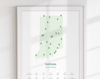 Indiana State Parks Checklist (all sizes) / Map of Indiana, Indiana map, Indiana poster, Indiana state parks map, Indiana state parks