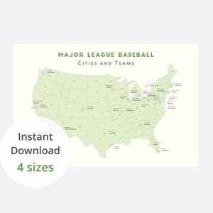 Green Baseball Teams Poster-Download (8x12" bis 20x30") / MLB-Stadion-Checkliste, Baseball-Stadion-Tracker, Baseball-Poster, direkter Download