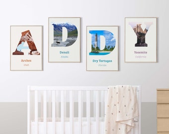 National Park Nursery Decor (11x14") • National Park baby shower gift • Personalized kids alphabet • Nursery prints • Nature themed nursery