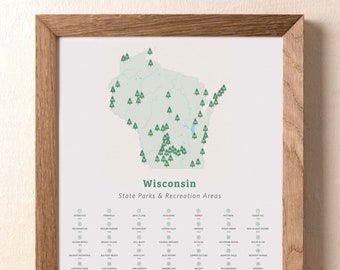 Wisconsin State Parks Checklist Map, Travel Tracker