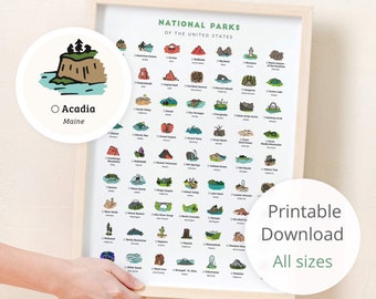 Nationalpark-Kindergarten, digitaler Download, druckbares Nationalpark-Poster, Nationalpark-Wald-Dekor, Natur-Themen-Dekor, Kinderspielzimmer-Kunst