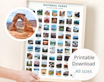 Nationaal Park Digitale Download • printbare Nationaal Park-poster, printbare Nationaal Park-kaart • print op punaisecanvas, foamboard en meer