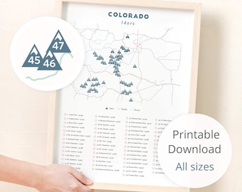 Colorado 14er printable download • Colorado 14ers poster, Colorado fourteeners, Colorado 14ers digital  download, 14er map • Colorado gift