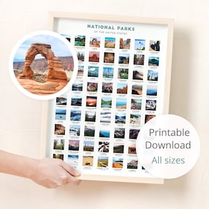 Descarga digital del Parque Nacional • Póster imprimible del Parque Nacional, mapa imprimible del Parque Nacional • Impresión en lienzo con chinchetas, tablero de espuma y más