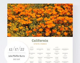 California state parks tracker / CA state parks print, California wall decor, California gift, State parks of California poster