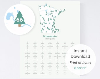Kaart van Minnesota State Parks download (8.5x11 print thuis) / Minnesota kaart, staatsparken van Minnesota, MN staatsparken, afdrukbare download