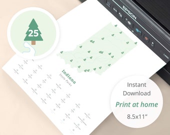 Map of Indiana State Parks download (8.5x11 print at home) / Indiana map, state parks of Indiana, IN state parks, printable download