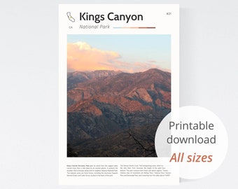 Impression nature californienne (8x10" à 24x36") / Parc national de Kings Canyon, chambre à thème californienne, pépinière à thème californienne