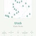Map of Utah State Parks Download 8.5x11 Print at Home / Utah - Etsy