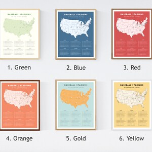 Map of Baseball Stadiums Download GOLD (8x12