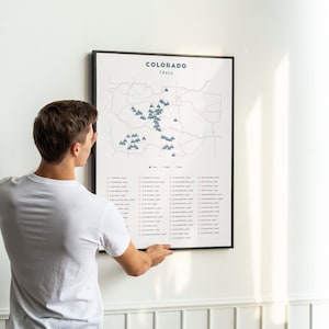 Minimalist Colorado 14ers Checklist Colorado 14er poster, Colorado fourteeners poster, map of Colorado 14ers Colorado themed gift image 4