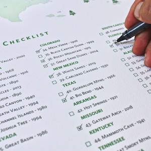 National Park Checklist Map • Minimalist National Park poster, National Parks print, National Park wedding gift, National Park bucket list image 5