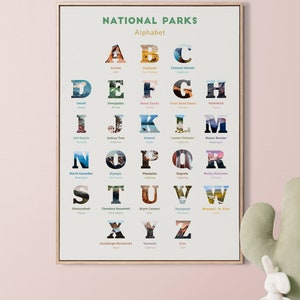 National Park nursery decor Alphabet poster National Park baby shower gift, National Park Alphabet print woodland themed nursery gift image 8