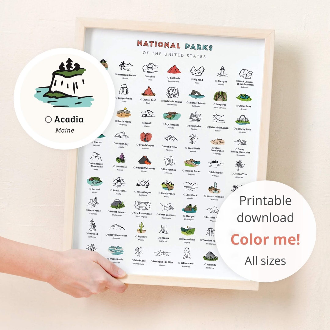 National Park Coloring Digital Download • Printable Nature Themed ...