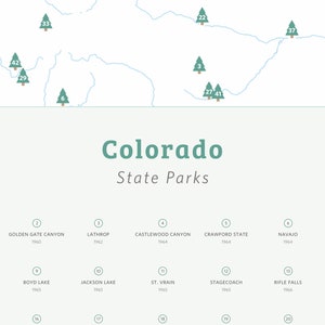 Colorado State Parks Checklist Map all sizes / CO state parks, Colorado poster, CO print, Colorado state parks tracker, Colorado 14ers image 5
