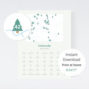 Colorado State Parks Tracker Map download (8.5x11 print at home) / Colorado Karte, State Parks von Colorado, CO State Parks, printable Download