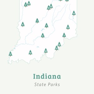 Indiana State Parks Checklist Map Download 8x10 to 24x36 / Map of ...