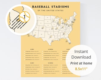 Baseball Stadiums download (8.5x11 instant download) / print at home, little league gift, SD Padres, Milwaukee Brewers, Pittsburgh Pirates