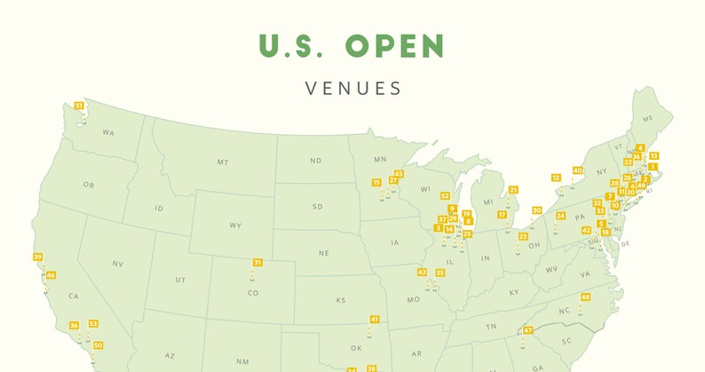 US Open Golf Courses 11x14 Printable Golf Art Golf Etsy