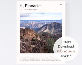 Pinnacles National Park Print, Poster van Pinnacles National Park, Pinnacles National Park Art, Pinnacles California print, Californië poster