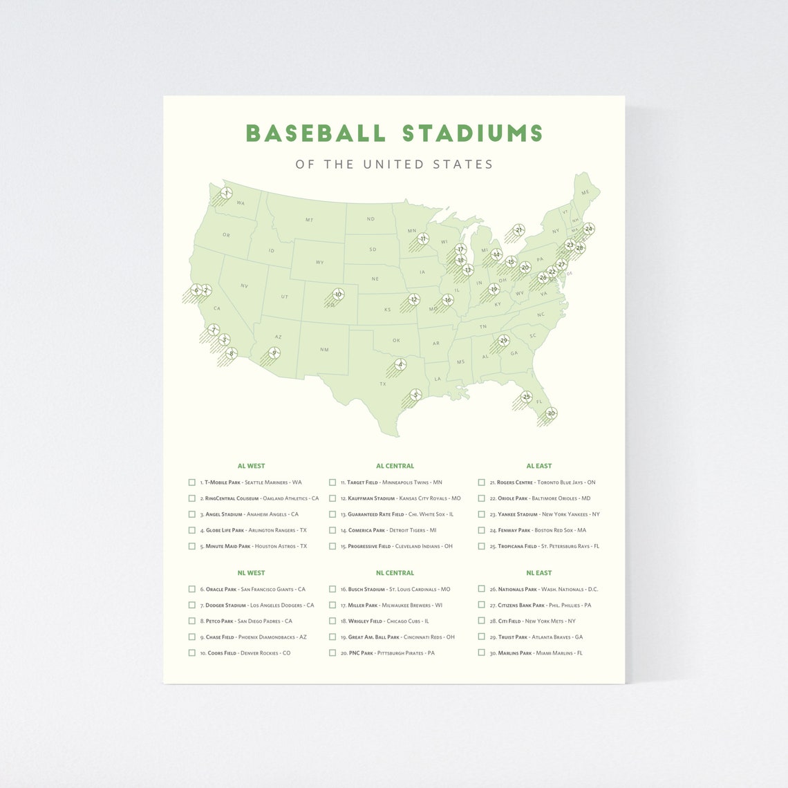 Mlb Stadium Checklist Printable