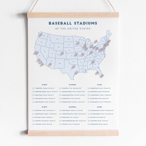 Baseball Stadiums Tracker Map download (print at home 8.5x11) / MLB stadiums, MLB teams map, LA Dodgers, ballpark checklist, baseball map image 2
