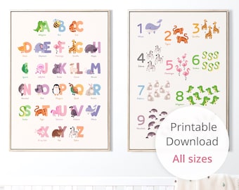 Animal Alphabet & Numbers Nursery Prints • Nature-Themed Decor (Digital Download)