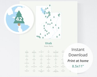 Map of Utah State Parks download (8.5x11 print at home) / Utah map, state parks of Utah, Utah state parks, UT state park, printable download