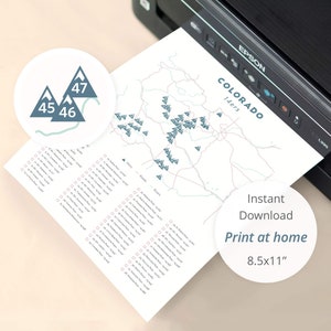Druckbare Colorado 14er Checklist • Colorado 14ers Poster, Colorado Vierteener, Colorado 14ers Download, 14er Karte • Colorado Thema Geschenk