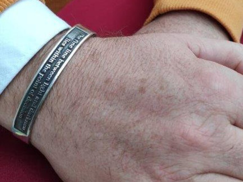 Gifts For Men Jewish Jewelry Open Silver Cuff Bracelet Unique Statement Bangle Engraved Kabballah Bracelet Handmade 925 Silver Bracelet