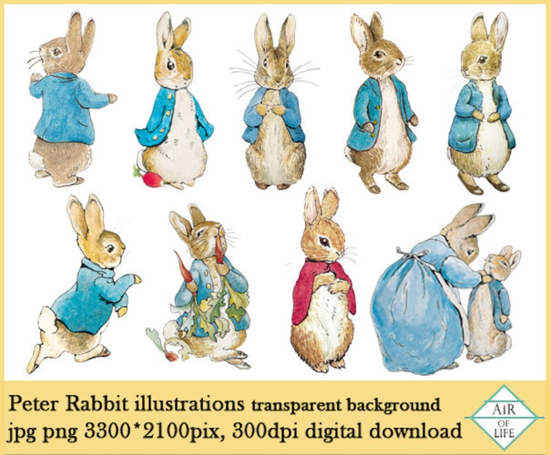 Peter Rabbit illustrations clipart digital download | Etsy
