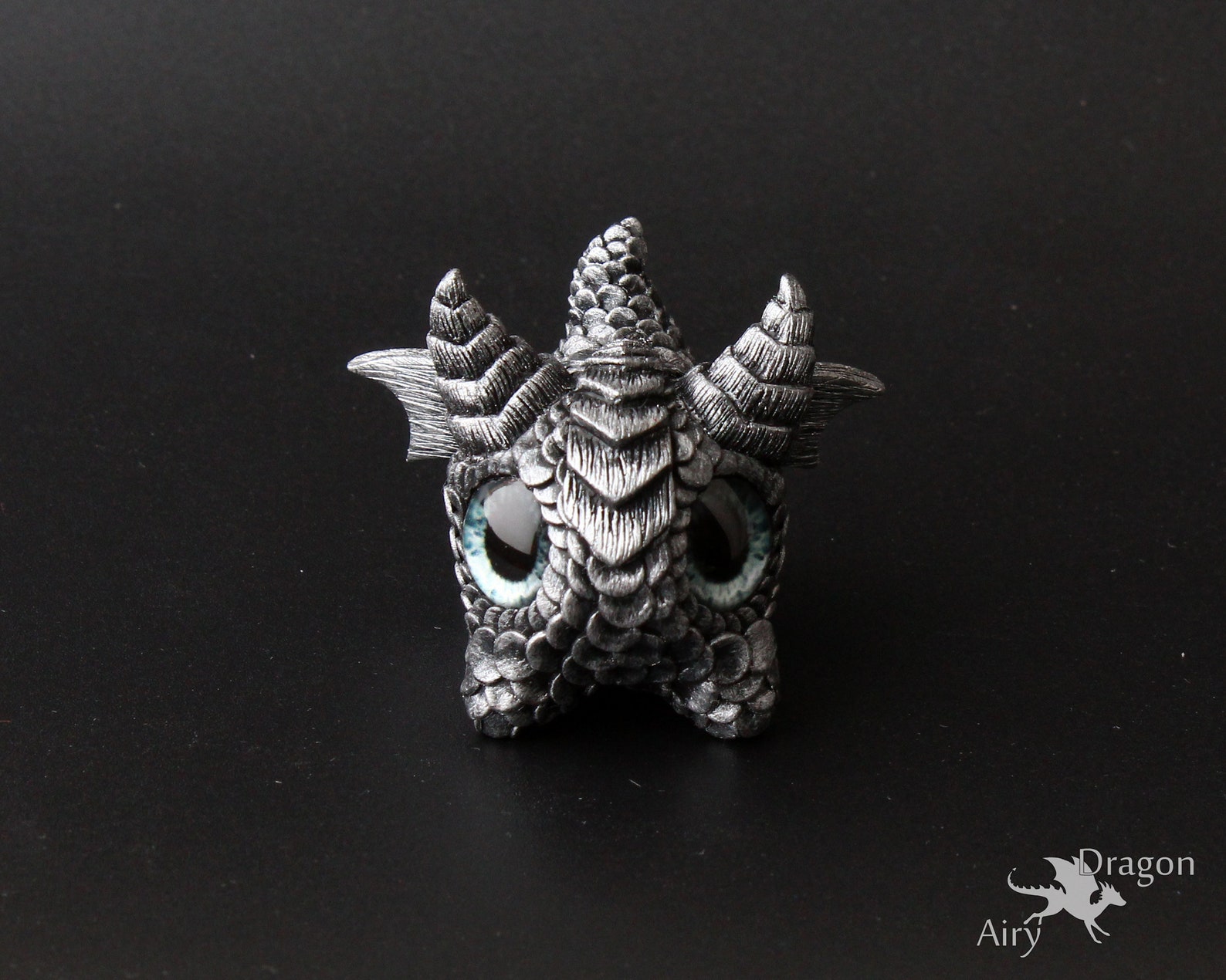 Silver Baby Dragon Spirit. Steel metal scale dragon figurine. Etsy