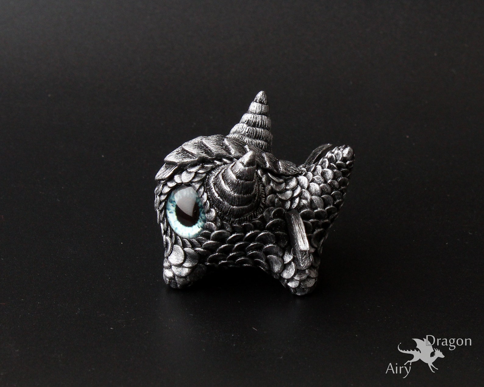 Silver Baby Dragon Spirit. Steel metal scale dragon figurine. Etsy