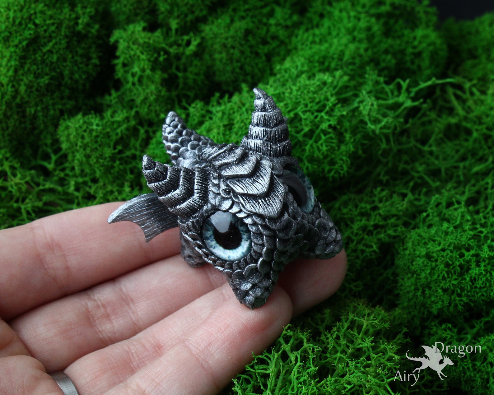 Silver Baby Dragon Spirit. Steel metal scale dragon figurine. Etsy