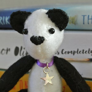 Handmade miniature Panda bear with star charm OOAK